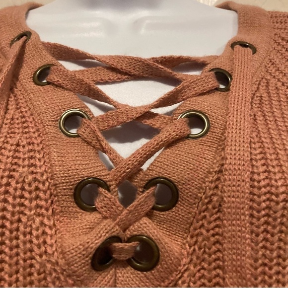 Ladies Coral Miracle Lace Up Sweater - Picture 2 of 4